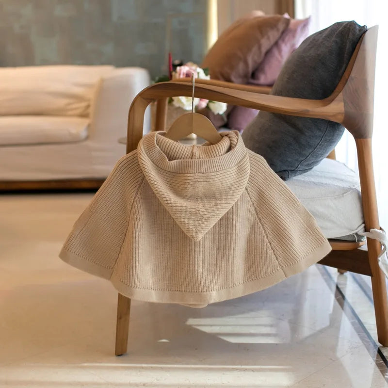 -キッズアウター ニットフーディポンチョクロークコート 3カラー【mh0006919】 - mamahalo shop - ショートコート・ジャケット・ジャンパー -  べビー服 - 子供服 - 男の子 - 女の子