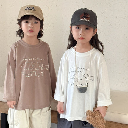 キッズトップス 犬ドッグレターロゴプリント長袖Tシャツ - mamahalo shop - 長袖Tシャツ -  べビー服 - 子供服 - 男の子 - 女の子