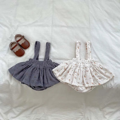 -ベビートップス/ブルマ 長袖襟付きTシャツブラウス/コーデュロイサスペンダースカート 2カラー【mh0006469】 - mamahalo shop - 長袖セットアップ -  べビー服 - 子供服 - 男の子 - 女の子