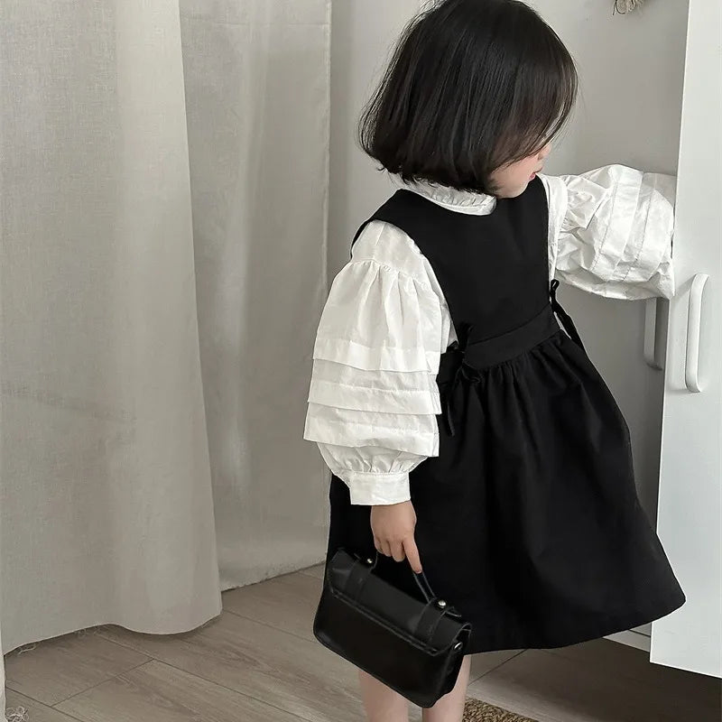 -キッズワンピース ノースリーブワンピース ジャンパースカート ブラック - mamahalo shop - ノースリーブワンピース -  べビー服 - 子供服 - 男の子 - 女の子