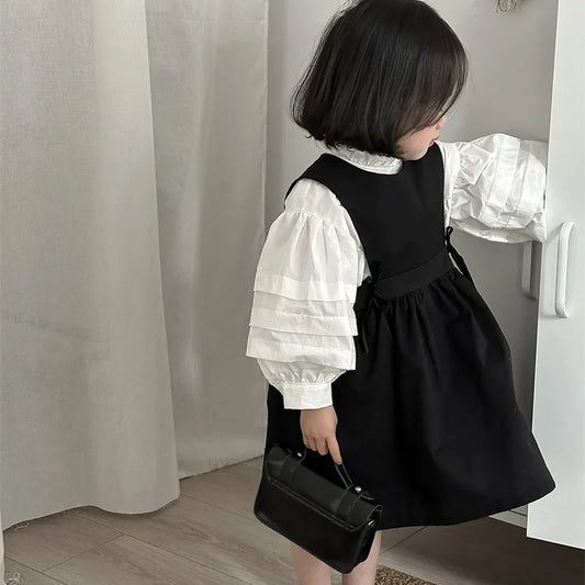 -キッズワンピース ノースリーブワンピース ジャンパースカート ブラック - mamahalo shop - ノースリーブワンピース -  べビー服 - 子供服 - 男の子 - 女の子