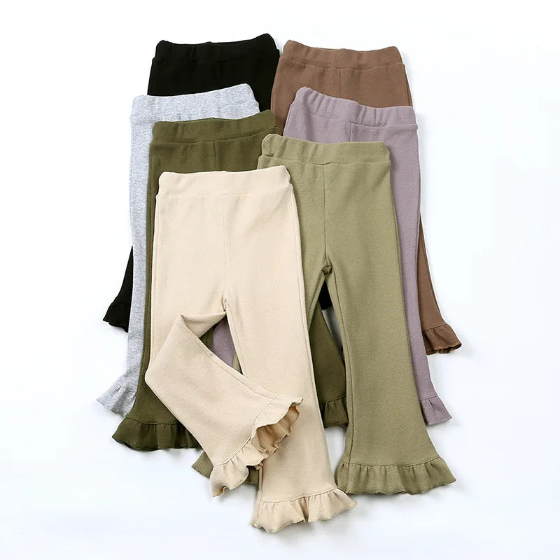 -キッズパンツ 裾フリル フレアレギンス レギンスパンツ シンプルベーシック 7カラー - mamahalo shop - レギンスパンツ -  べビー服 - 子供服 - 男の子 - 女の子