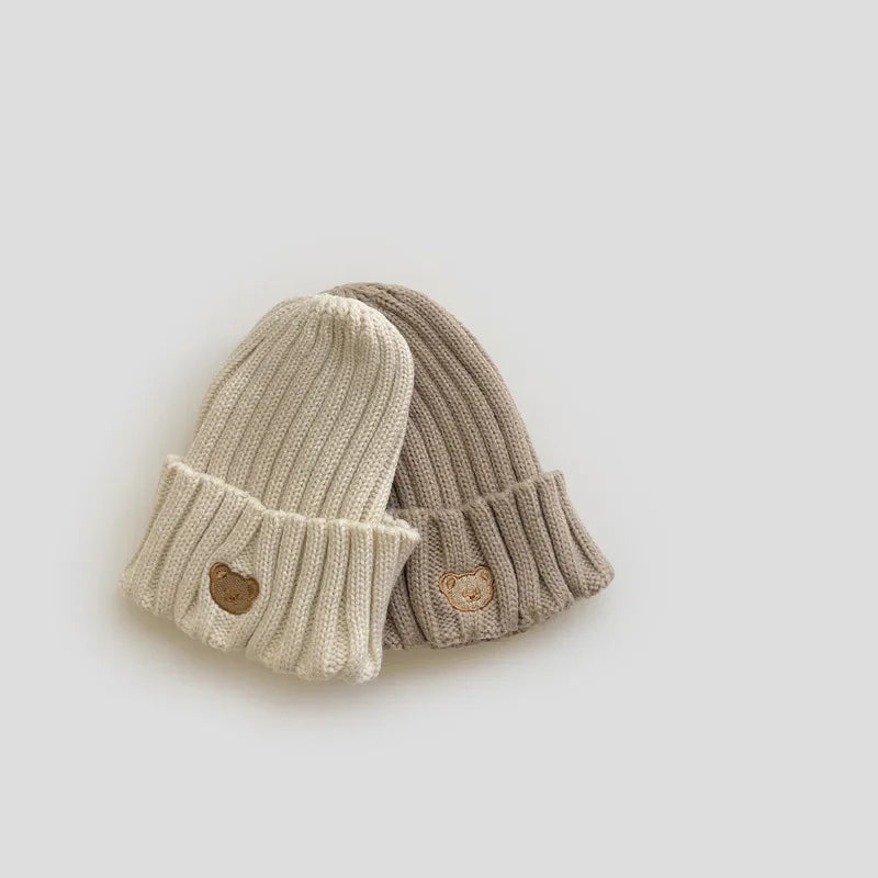 -ベビー キッズ くま ベア 刺繍 ニットキャップ ニット帽 帽子【mh0000126】 - mamahalo shop - ベビー用帽子 -  べビー服 - 子供服 - 男の子 - 女の子
