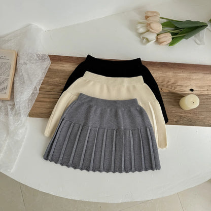 -キッズスカート ニットプレッピープリーツスカート 3カラー - mamahalo shop - スカート -  べビー服 - 子供服 - 男の子 - 女の子