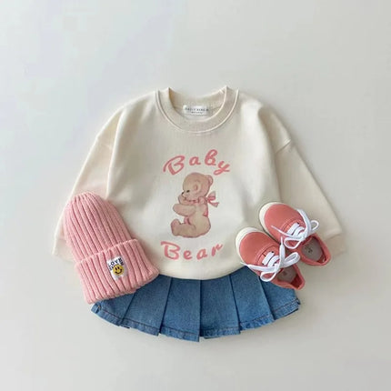 ベビーキッズトップス ベビーベアプリント長袖スウェットシャツ - mamahalo shop - トレーナー・フーディ -  べビー服 - 子供服 - 男の子 - 女の子