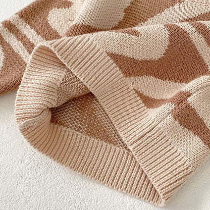 -ベビートップス ニットセーター ゼブラ柄 ベージュ - mamahalo shop - ニット・セーター -  べビー服 - 子供服 - 男の子 - 女の子