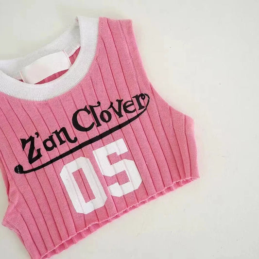 -ベビーキッズトップス タンクトップ ショートトップス レターロゴプリント 2カラー【mh0005851】 - mamahalo shop - タンクトップ・キャミソール・ノースリーブトップス -  べビー服 - 子供服 - 男の子 - 女の子