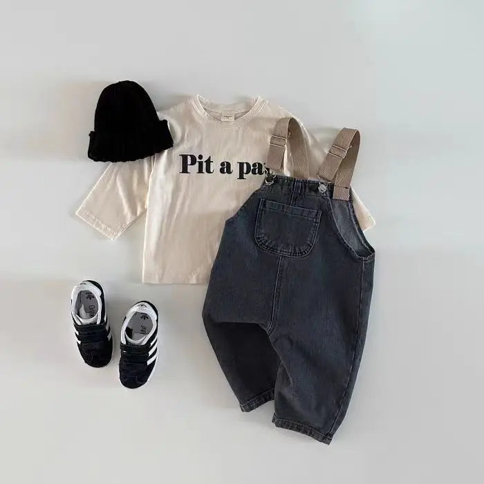 -ベビーオーバーオール デニム サスペンダーパンツ サロペットパンツ ジーンズ 2カラー - mamahalo shop - オーバーオール -  べビー服 - 子供服 - 男の子 - 女の子