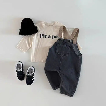 -ベビーオーバーオール デニム サスペンダーパンツ サロペットパンツ ジーンズ 2カラー - mamahalo shop - オーバーオール -  べビー服 - 子供服 - 男の子 - 女の子