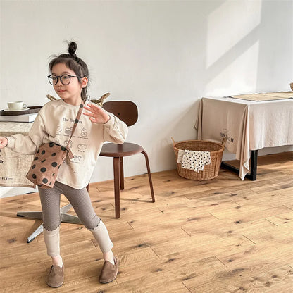 -キッズパンツ 水玉ドットプリントロールアップフリルレギンスパンツ 2カラー - mamahalo shop - レギンスパンツ -  べビー服 - 子供服 - 男の子 - 女の子