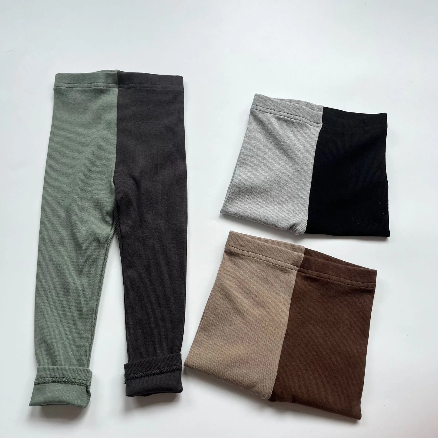 -キッズ レギンスパンツ バイカラー パッチワーク 3カラー ユニセックス 男の子 女の子 子供服 - mamahalo shop - レギンスパンツ -  べビー服 - 子供服 - 男の子 - 女の子