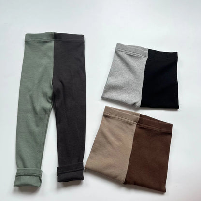 -キッズ レギンスパンツ バイカラー パッチワーク 3カラー ユニセックス 男の子 女の子 子供服 - mamahalo shop - レギンスパンツ -  べビー服 - 子供服 - 男の子 - 女の子