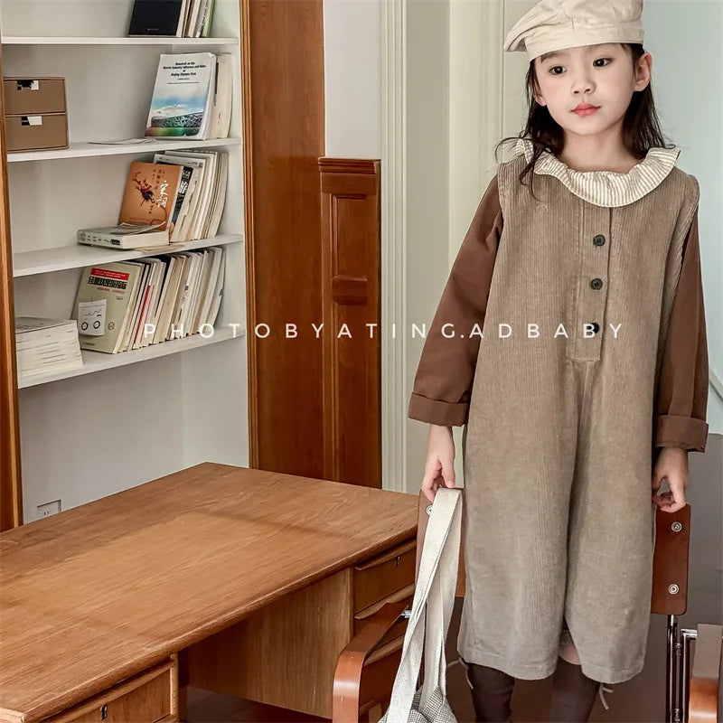 -キッズジャンプスーツ コーデュロイ ノースリーブオーバーオール つなぎ 3カラー - mamahalo shop - ノースリーブジャンプスーツ -  べビー服 - 子供服 - 男の子 - 女の子