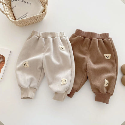 -ベビーキッズ コーデュロイベアくまワッペンロングパンツ 2カラー【mh0006945】 - mamahalo shop - ロングパンツ・スウェットパンツ -  べビー服 - 子供服 - 男の子 - 女の子