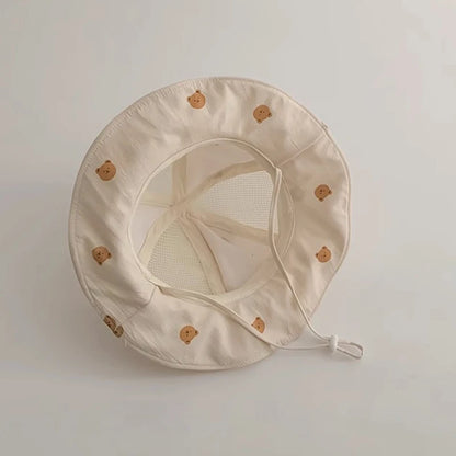 -ベビー帽子 メッシュ バケットハット 日除け帽子 サマーハット ベアくまプリント【mh0005667】 - mamahalo shop - ベビー用帽子 -  べビー服 - 子供服 - 男の子 - 女の子