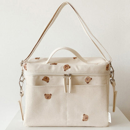 -キャンバス 刺繍 ベビーカー バッグ おむつポーチ ままバッグ マザーズバッグ ストローラー バニティ ケース - mamahalo shop - マザーズバッグ -  べビー服 - 子供服 - 男の子 - 女の子