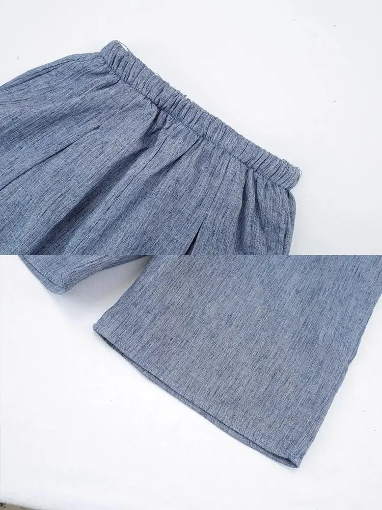 -キッズセットアップ 2点セット キャミソールチュニックブラウス+ワイドルーズタックパンツ - mamahalo shop - ノースリーブセットアップ -  べビー服 - 子供服 - 男の子 - 女の子