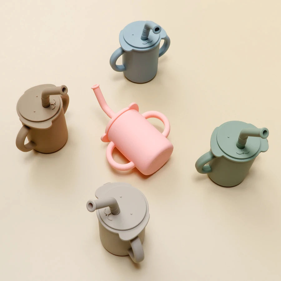 -☺︎ ベビーマグ ストローマグ ハンドル 持ち手付き 象エレファント シリコンカップ - mamahalo shop - ベビーキッズ食器 -  べビー服 - 子供服 - 男の子 - 女の子