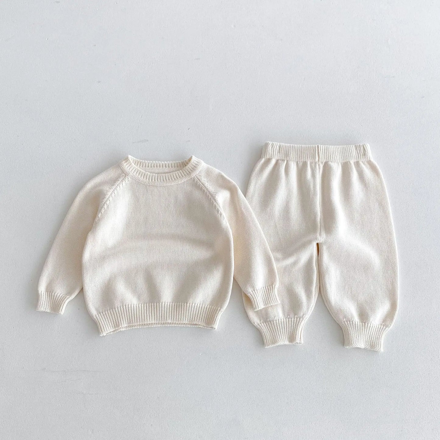 -キッズトップス/パンツ ニット 長袖セーター/ニットロングパンツ シンプルベーシック 2カラー - mamahalo shop - 長袖セットアップ -  べビー服 - 子供服 - 男の子 - 女の子