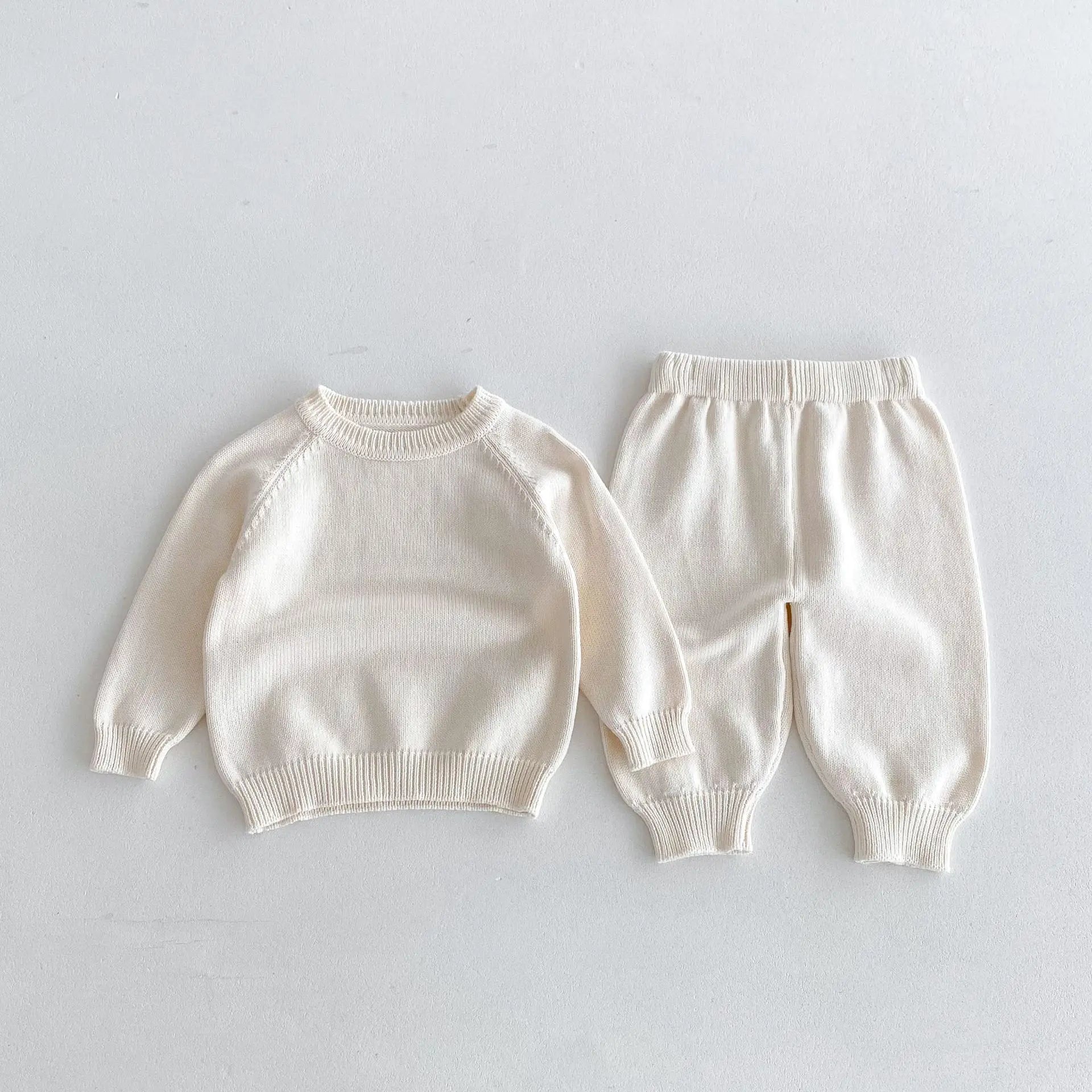 -キッズトップス/パンツ ニット 長袖セーター/ニットロングパンツ シンプルベーシック 2カラー - mamahalo shop - 長袖セットアップ -  べビー服 - 子供服 - 男の子 - 女の子