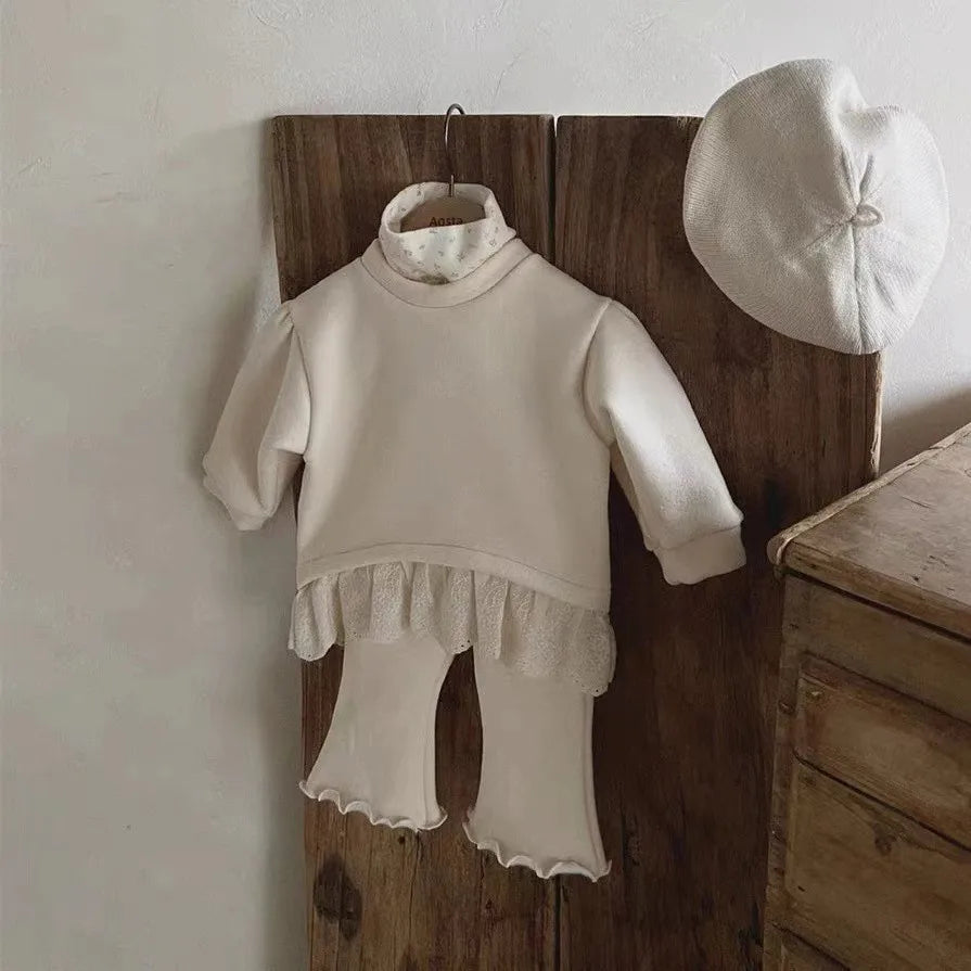 -ベビーパンツ フリルレース フリースフレアパンツ - mamahalo shop - ロングパンツ・スウェットパンツ -  べビー服 - 子供服 - 男の子 - 女の子