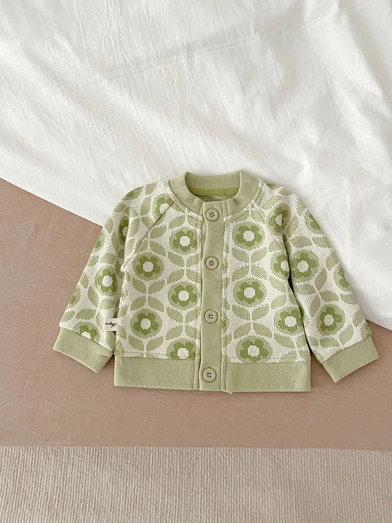 -ベビーカーディガン ニットジャケット ハート レトロフラワー 幾何学 15柄【mh0004142】 - mamahalo shop - カーディガン・パーカー -  べビー服 - 子供服 - 男の子 - 女の子