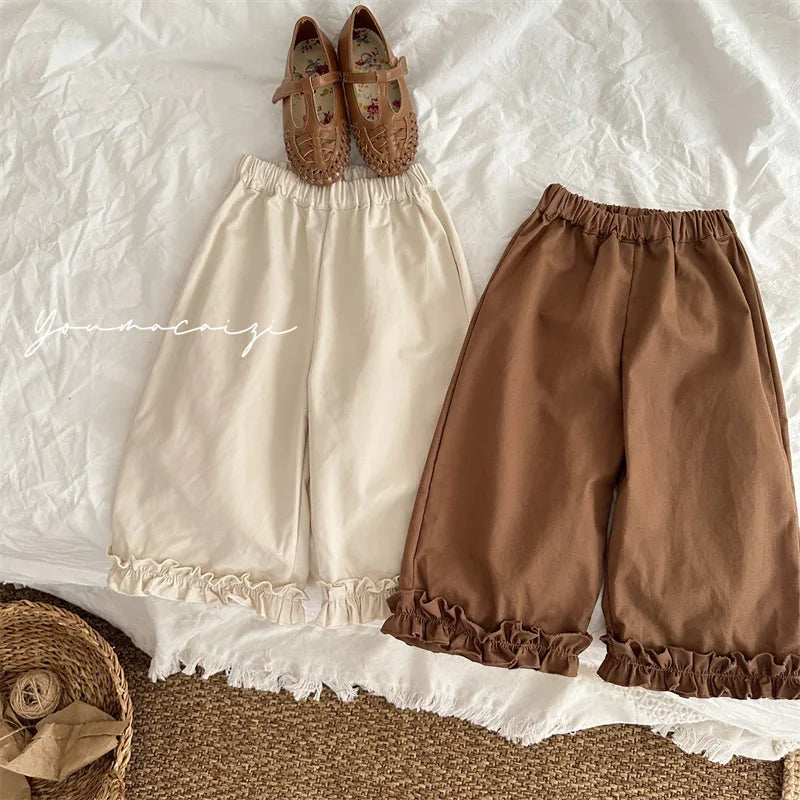 -キッズパンツ 裾フリルワイドルーズパンツ 2カラー - mamahalo shop - ロングパンツ・スウェットパンツ -  べビー服 - 子供服 - 男の子 - 女の子