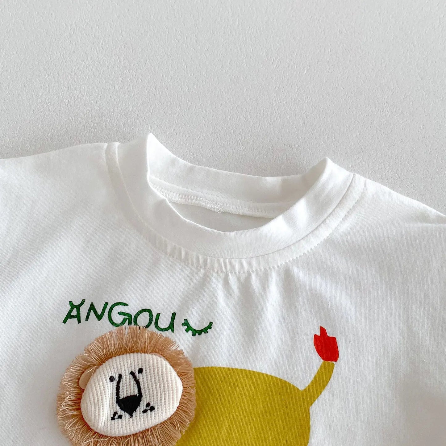 -ベビートップス 半袖Tシャツ ライオン アップリケ 3カラー【mh0005966】 - mamahalo shop - 半袖Tシャツ -  べビー服 - 子供服 - 男の子 - 女の子