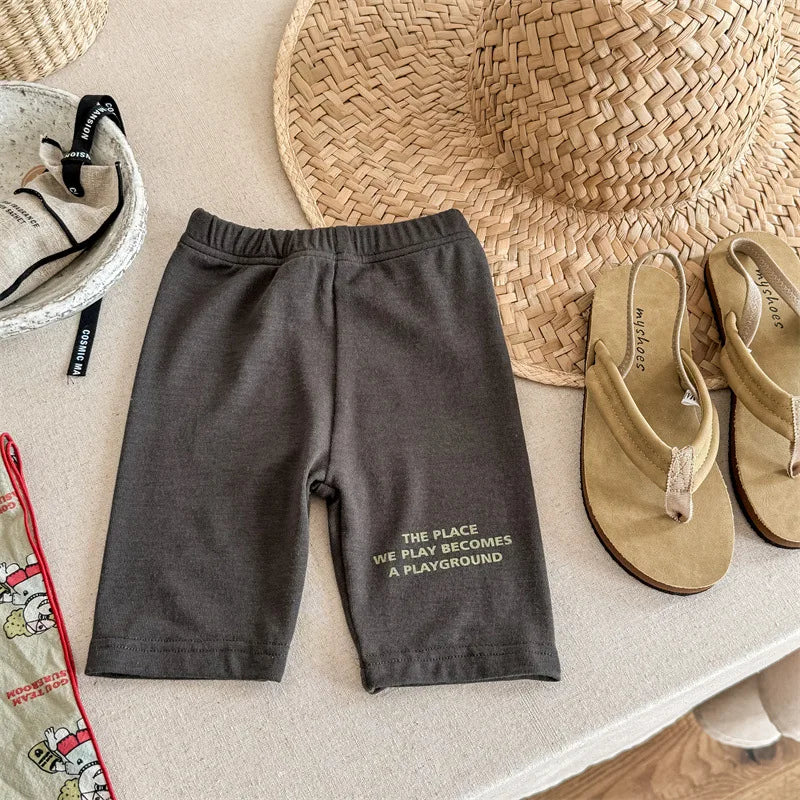 -キッズパンツ ショートレギンス レターロゴプリント 5カラー【mh0005811】 - mamahalo shop - レギンスパンツ -  べビー服 - 子供服 - 男の子 - 女の子