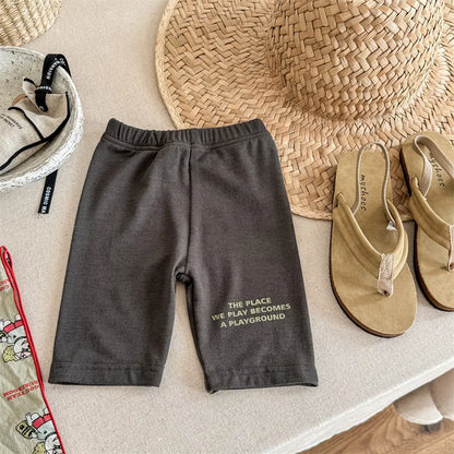 -キッズパンツ ショートレギンス レターロゴプリント 5カラー【mh0005811】 - mamahalo shop - レギンスパンツ -  べビー服 - 子供服 - 男の子 - 女の子