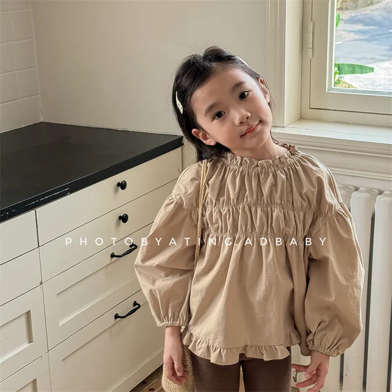 -キッズトップス 長袖スモックブラウス 2カラー - mamahalo shop - 長袖シャツ・ブラウス -  べビー服 - 子供服 - 男の子 - 女の子