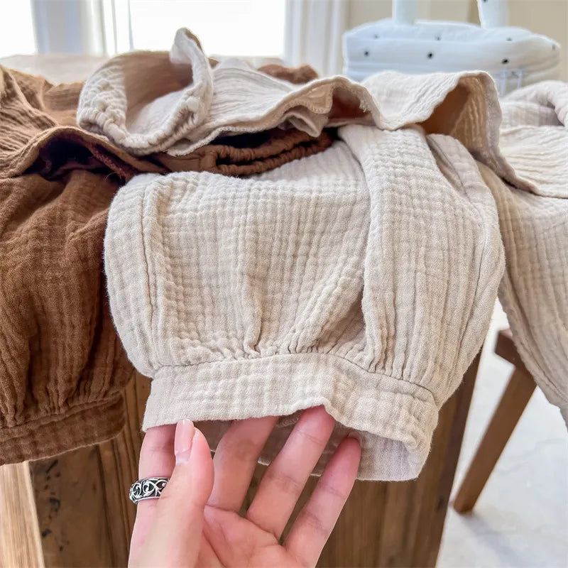 -キッズ セットアップ ナチュラル シンプル ルーズ 長袖 トップス パンツ パジャマ - mamahalo shop - 長袖セットアップ -  べビー服 - 子供服 - 男の子 - 女の子