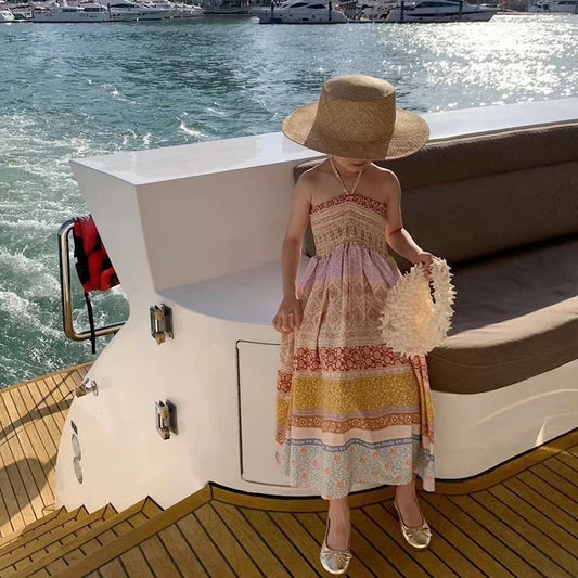 -☺︎ キッズワンピース ホルターネック サマードレス リゾートウェア - mamahalo shop - ノースリーブワンピース -  べビー服 - 子供服 - 男の子 - 女の子