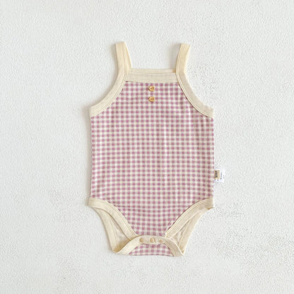 -ベビーロンパース キャミソールボディスーツ チェック【mh0005646】 - mamahalo shop - ノースリーブロンパース -  べビー服 - 子供服 - 男の子 - 女の子