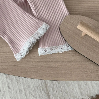 -ベビーパンツ 裾レースレギンスパンツ 2カラー - mamahalo shop - レギンスパンツ -  べビー服 - 子供服 - 男の子 - 女の子