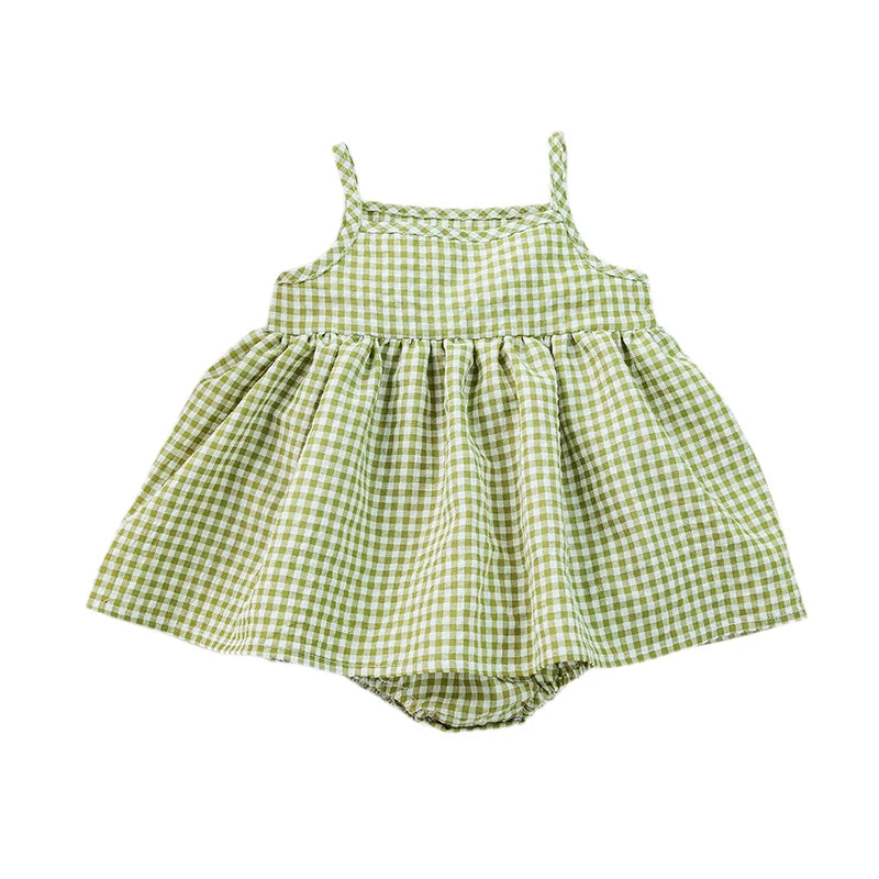 -ベビーロンパース チェック キャミソールスカートボディスーツ 3カラー【mh0006054】 - mamahalo shop - ノースリーブロンパース -  べビー服 - 子供服 - 男の子 - 女の子
