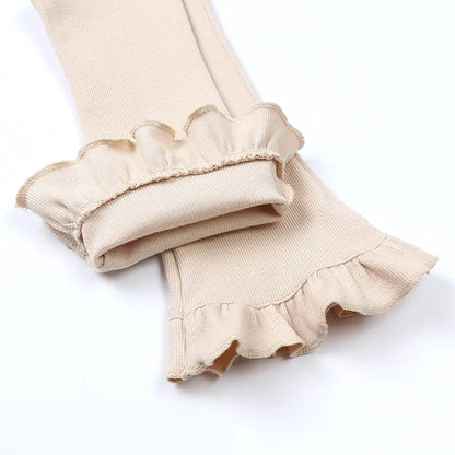 -キッズパンツ 裾フリル フレアレギンス レギンスパンツ シンプルベーシック 7カラー - mamahalo shop - レギンスパンツ -  べビー服 - 子供服 - 男の子 - 女の子