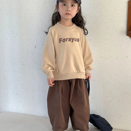 キッズトップス レターロゴハートプリント長袖スウェットシャツ - mamahalo shop - 長袖Tシャツ -  べビー服 - 子供服 - 男の子 - 女の子