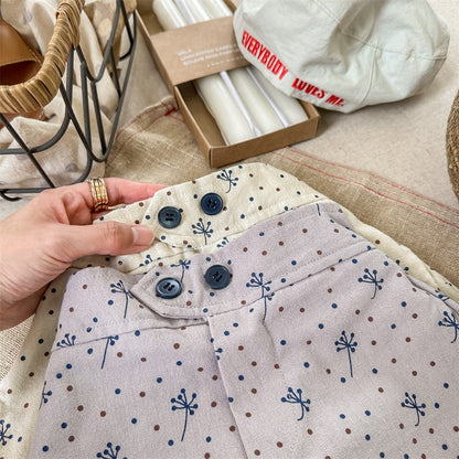 -キッズ 水玉 ドット ルーズ ショートパンツ ベージュ グレーパープル ガールズ - mamahalo shop - ハーフパンツ・ショートパンツ -  べビー服 - 子供服 - 男の子 - 女の子