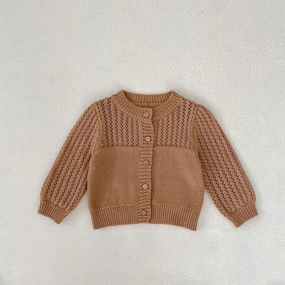 -ベビーカーディガン ニットセータートップス カーキ/グレー/2カラー - mamahalo shop - カーディガン・パーカー -  べビー服 - 子供服 - 男の子 - 女の子