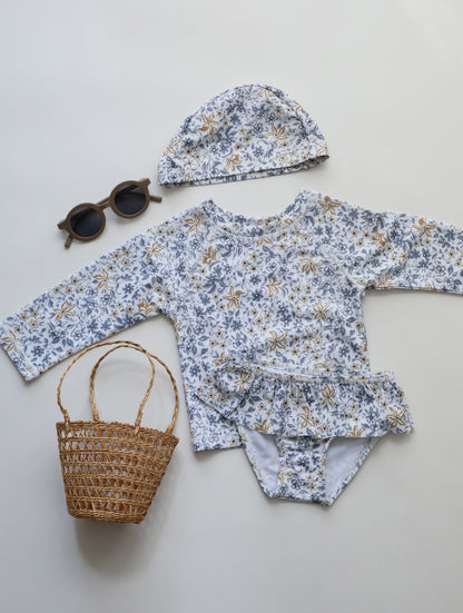 -キッズ 水着 フラワー 花柄 長袖 ワンピース ビキニ セパレート 帽子 セット ラッシュガード スイムウェア 8スタイル ガールズ【mh0002218】 - mamahalo shop - ベビー用水着 -  べビー服 - 子供服 - 男の子 - 女の子