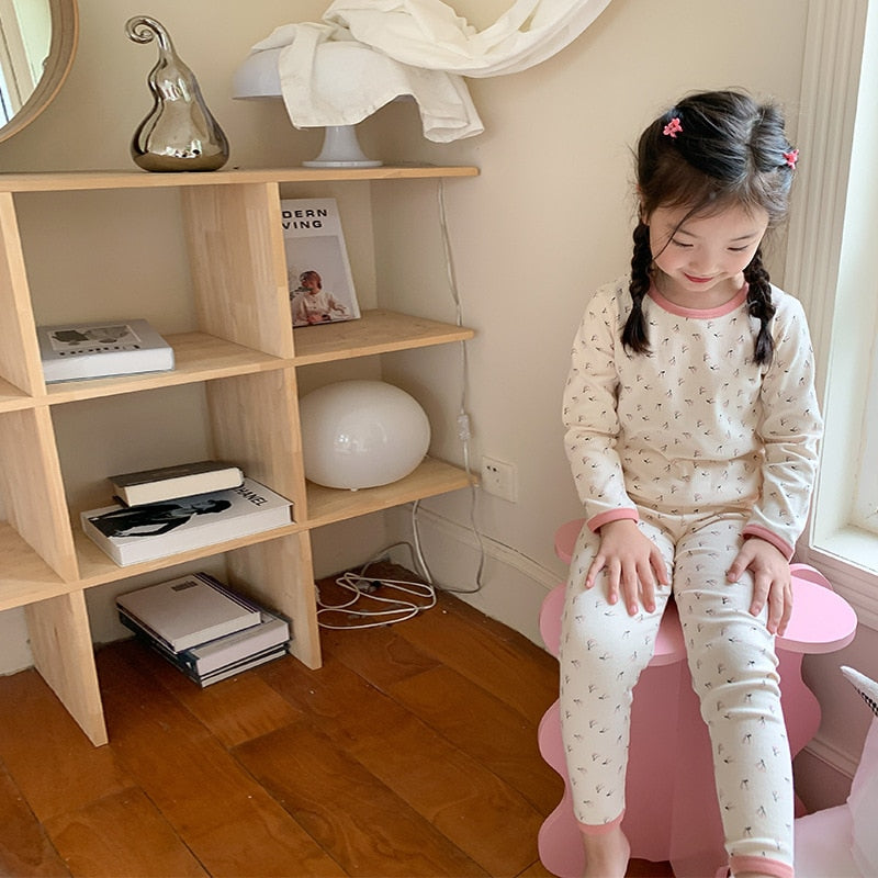 -キッズ プリント 長袖 パジャマ セット くま ベア チェック フラワー ライオン 恐竜 ユニセックス - mamahalo shop - 長袖セットアップ -  べビー服 - 子供服 - 男の子 - 女の子