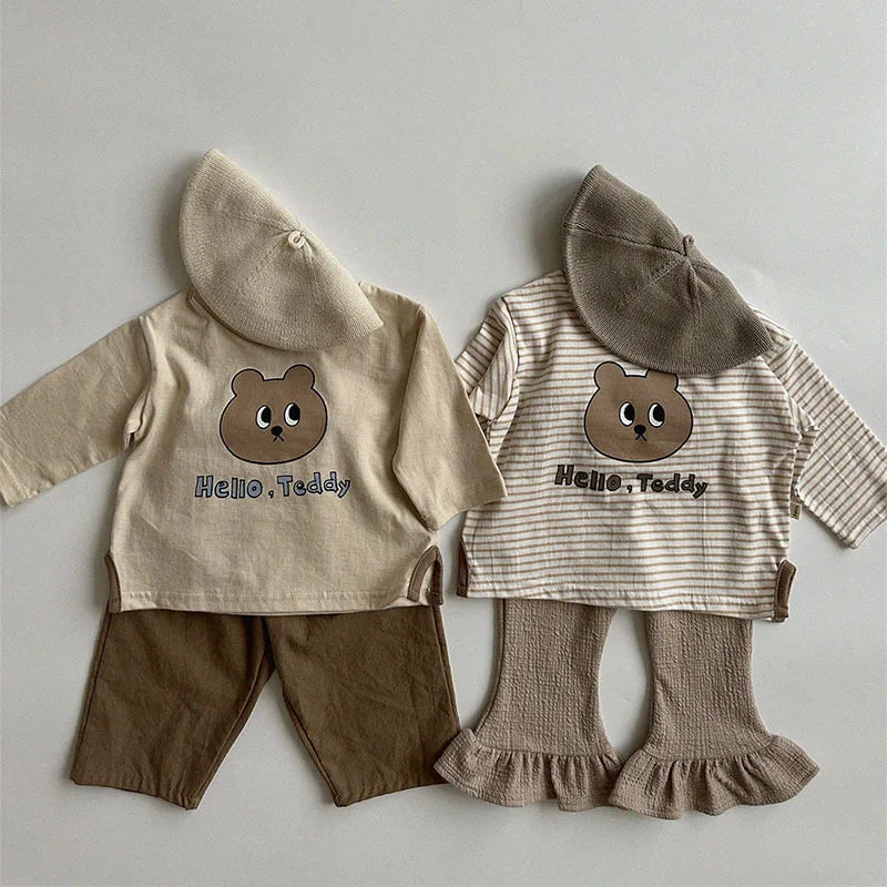 -ベビーパンツ フリルフレアパンツ ブーツカット ロングパンツ 3カラー【mh0004807】 - mamahalo shop - ロングパンツ・スウェットパンツ -  べビー服 - 子供服 - 男の子 - 女の子