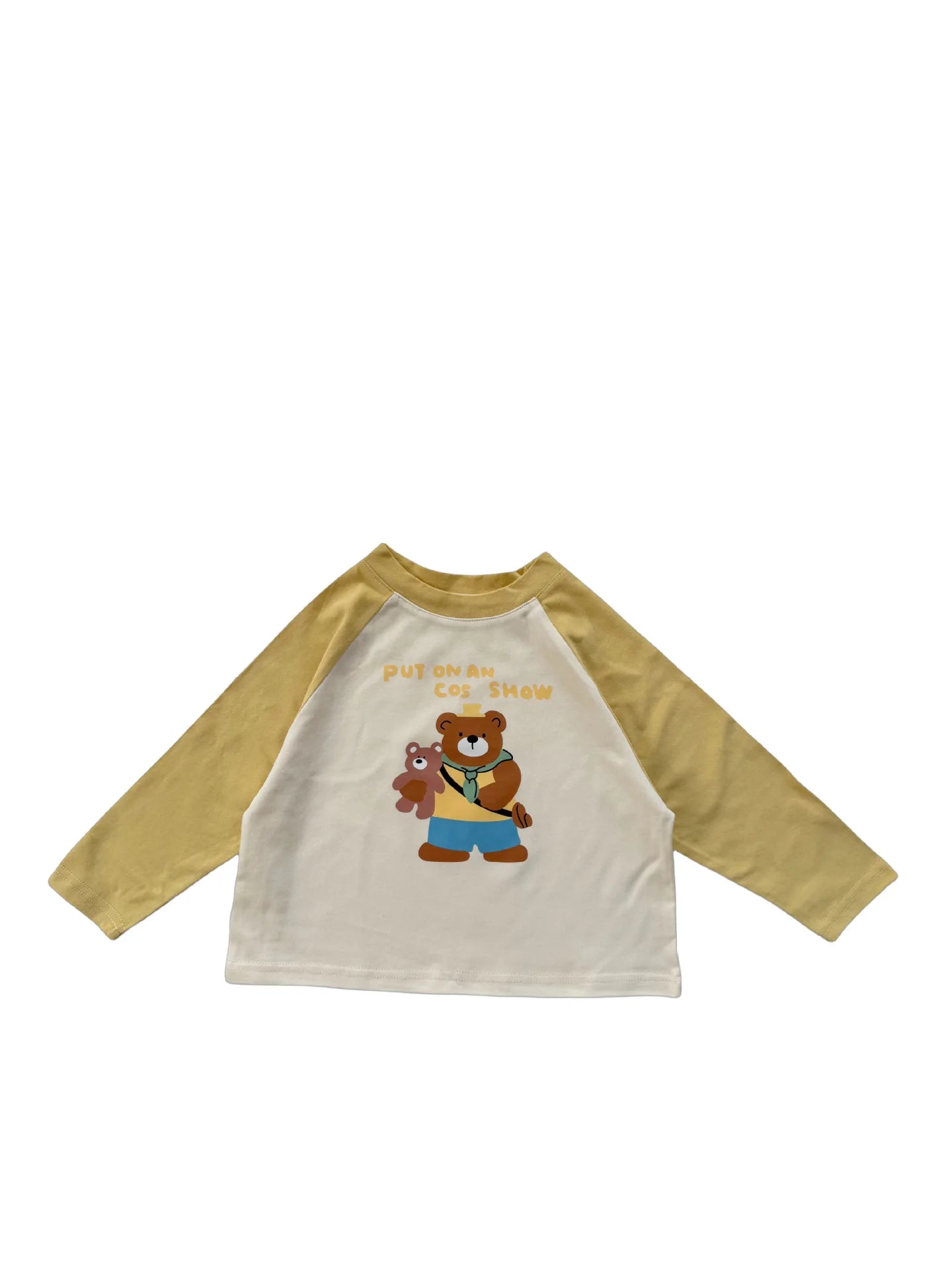 -キッズトップス 長袖プリントTシャツ ラグランパッチワーク 4カラー - mamahalo shop - 長袖Tシャツ -  べビー服 - 子供服 - 男の子 - 女の子