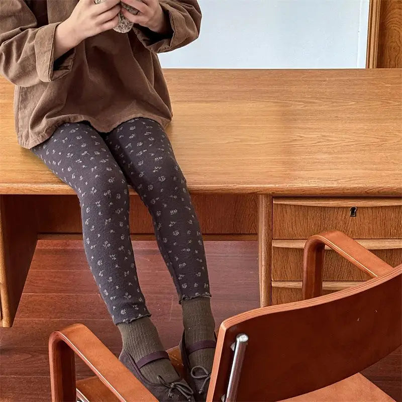 -キッズパンツ レギンスパンツ フラワー小花柄プリント 3カラー - mamahalo shop - レギンスパンツ -  べビー服 - 子供服 - 男の子 - 女の子