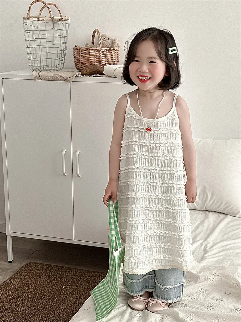 -キッズパンツ デニムパンツ ジーンズ ワイドルーズパンツ 切り替え フリンジ ジーパン - mamahalo shop - デニムパンツ -  べビー服 - 子供服 - 男の子 - 女の子