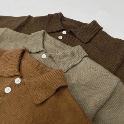 -キッズ長袖ポロシャツ ニットセーター 襟付きTシャツ トップス 3カラー ボーイズ 男の子 子供服 - mamahalo shop - ニット・セーター -  べビー服 - 子供服 - 男の子 - 女の子