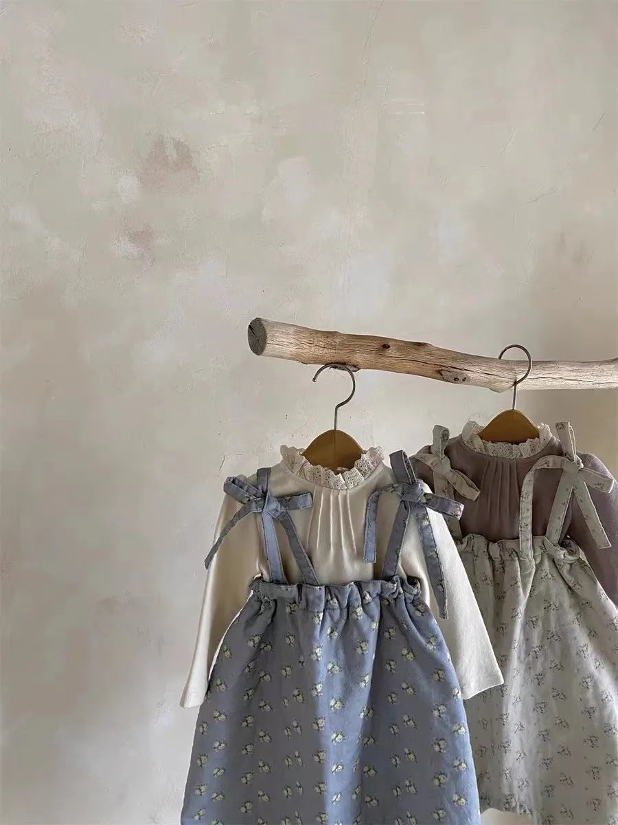 -ベビートップス 長袖Tシャツ ピンタックレース 長袖ブラウス ベージュ/パープル/2カラー - mamahalo shop - 長袖Tシャツ -  べビー服 - 子供服 - 男の子 - 女の子