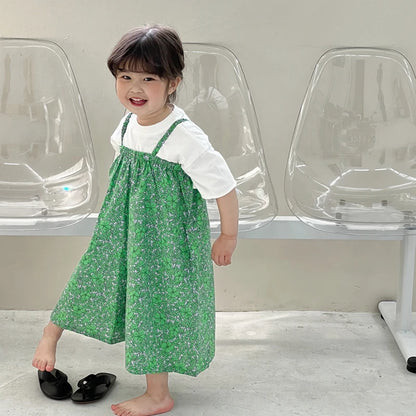 -キッズサロペット キャミソールジャンプスーツ ルーズ グリーン【mh0005836】 - mamahalo shop - ノースリーブジャンプスーツ -  べビー服 - 子供服 - 男の子 - 女の子