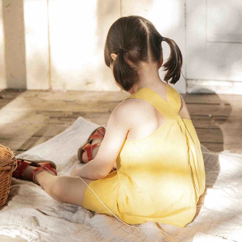 -キッズセットアップ 2点セット ノースリーブブラウス+ショートパンツ コットンリネン 2カラー【mh0006283】 - mamahalo shop - ノースリーブセットアップ -  べビー服 - 子供服 - 男の子 - 女の子